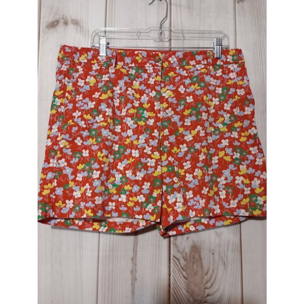 Talbots Shorts Ladies 14 Coral Floral Girlfriend Chino